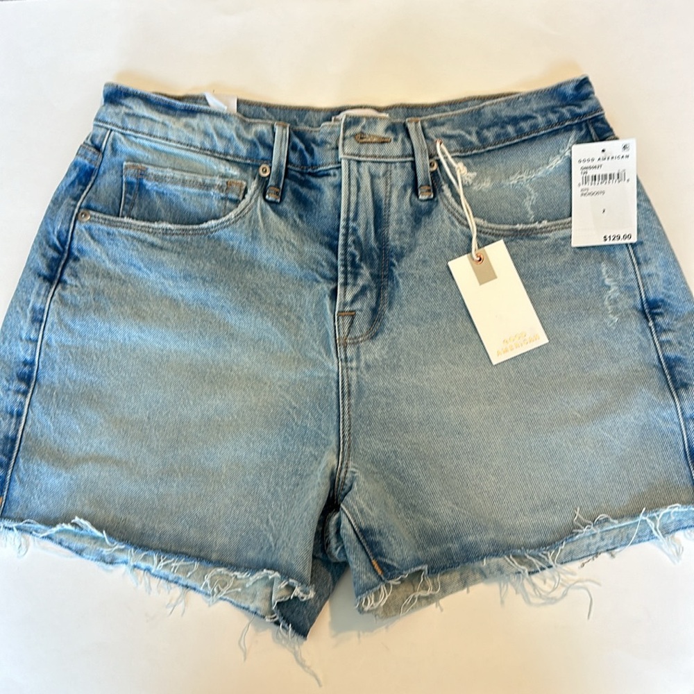 NWT Good American Women Good '90s High Waist Denim Shorts